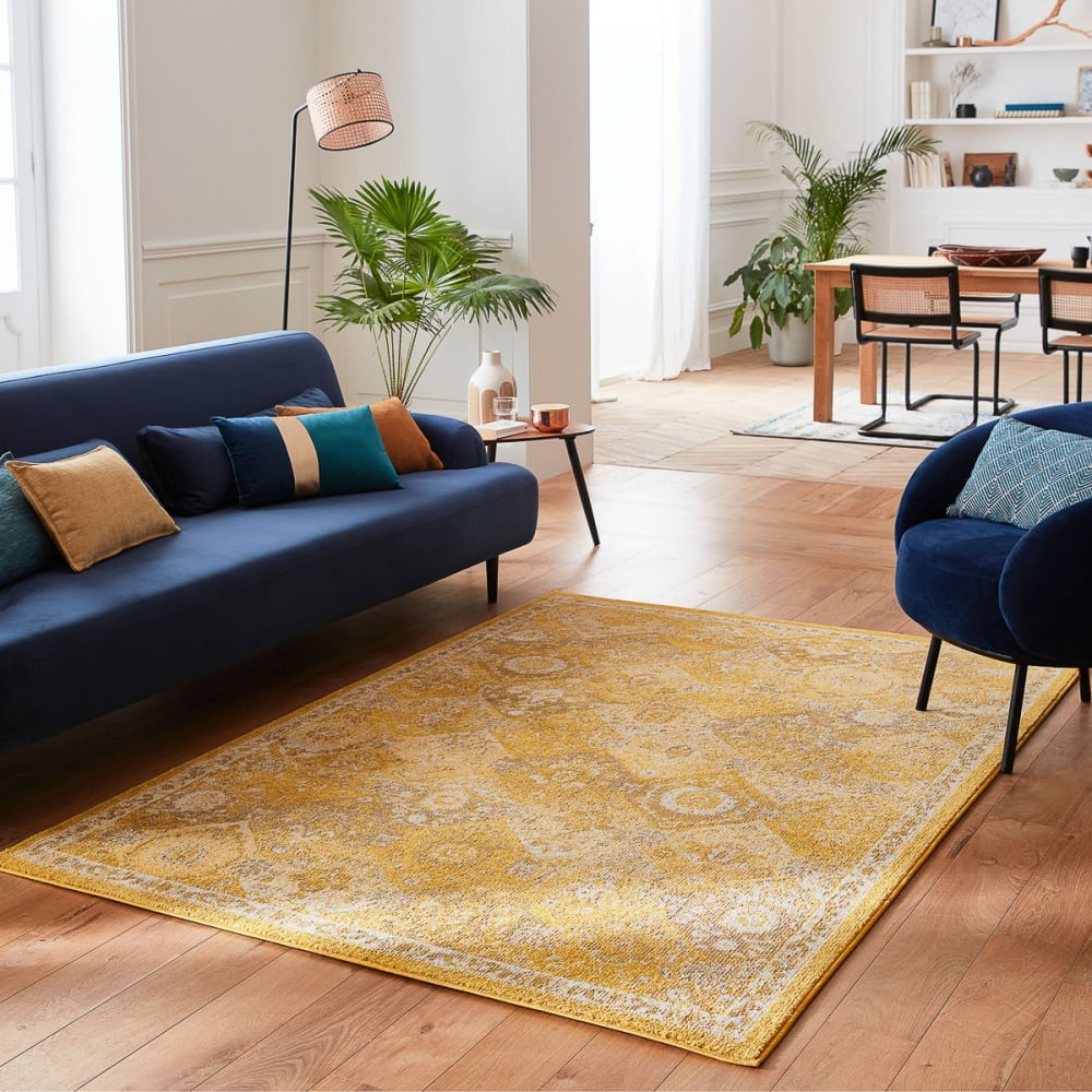 Tapis salon vintage - poils court et doux jaune 200x290 — vue 3