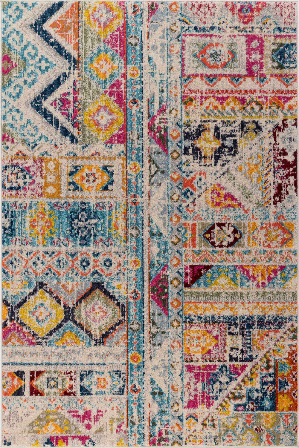 Nazar Vintage wohnzimmer teppich - mehrfarbig kurzer flor weicher 120X170 style vintage Öko-Tex Zertifikat - Pvc - Polyvinlychlorid