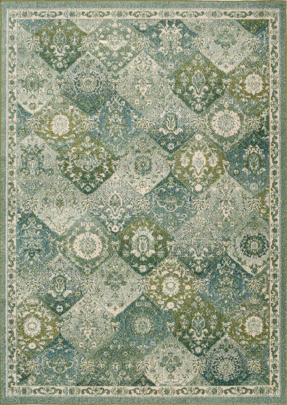 Alfombra de salón vintage - pelo corto y suave verde 120x170