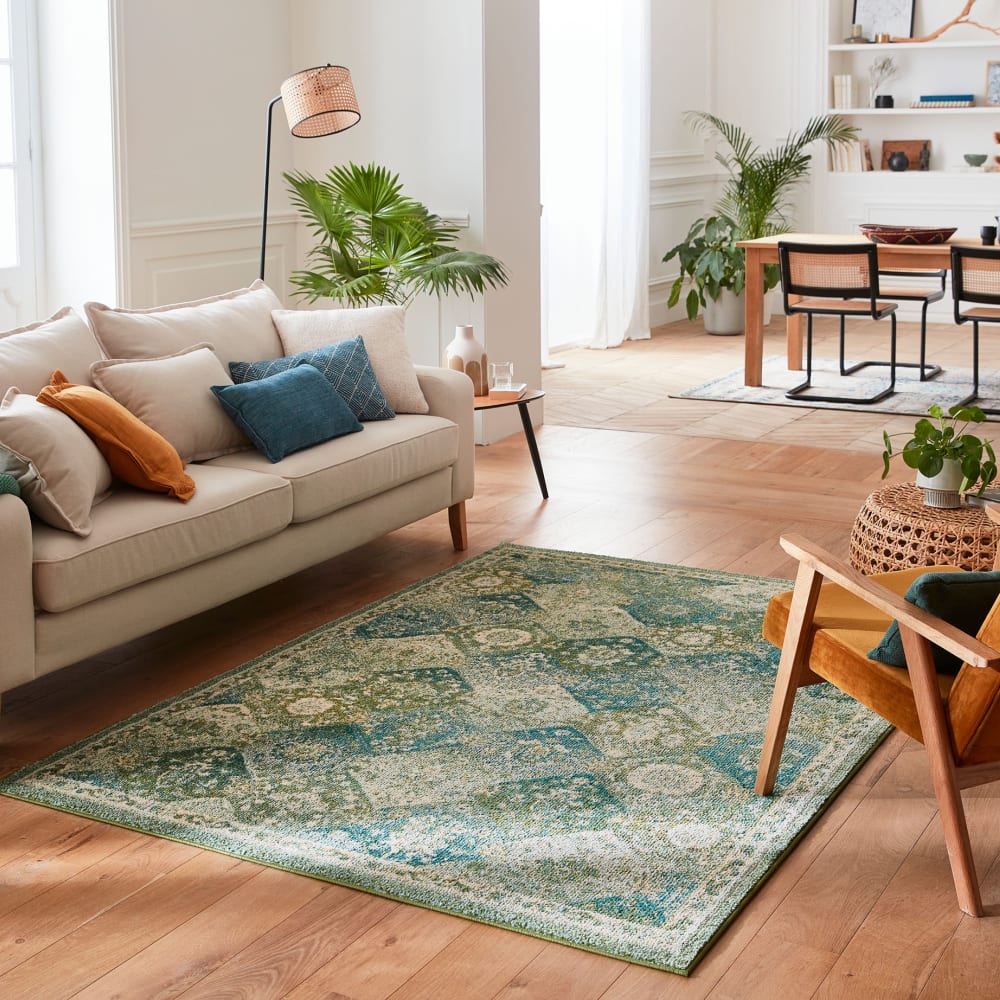 Tapis salon vintage - poils court et doux vert 120x170 — vue 3