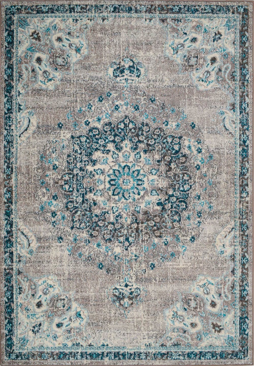 Nazar Vintage lounge teppich - kurzer flor weich cerulean blau 120X170 style vintage Öko-Tex Zertifikat - Pvc - Polyvinlychlorid