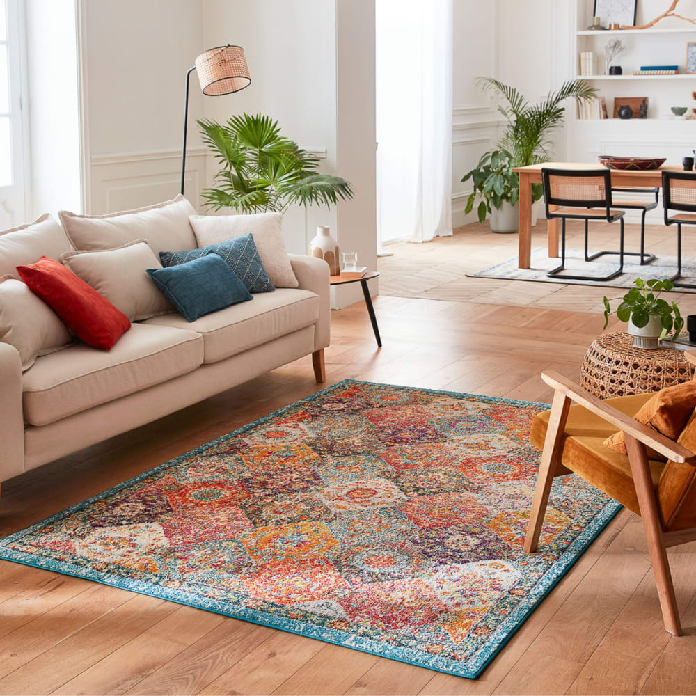 Tapis salon vintage - poils court et doux multicolore 200x290 - Maisons du Monde
