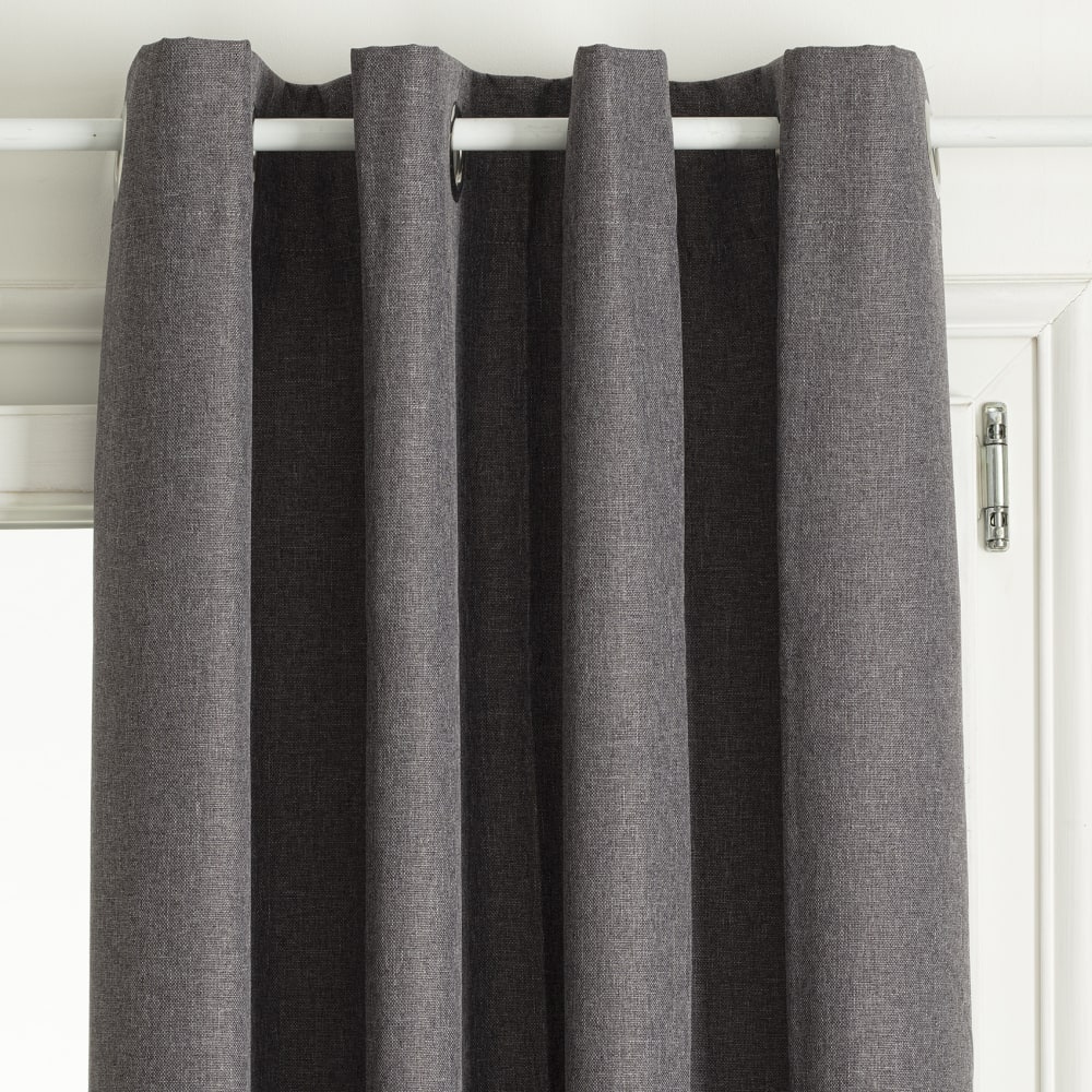 Rideau enduit - effet lin occultant 100% polyester gris 140x260 cm - Maisons du Monde