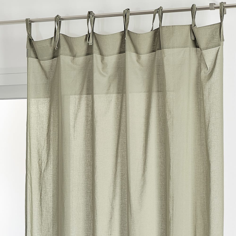 Voilage à nouettes en coton uni sauge 140x240 cm - Maisons du Monde