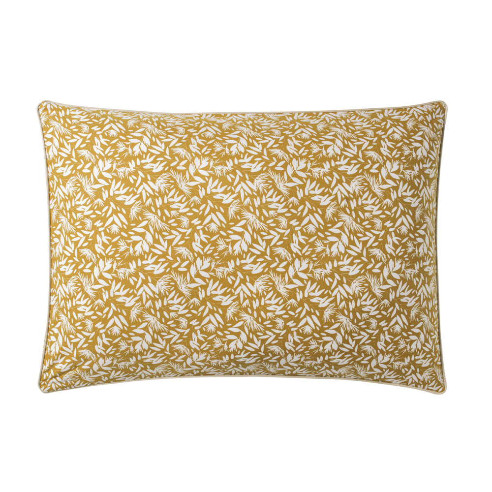 Taie d'oreiller imprimée en percale de coton ocre 50x75