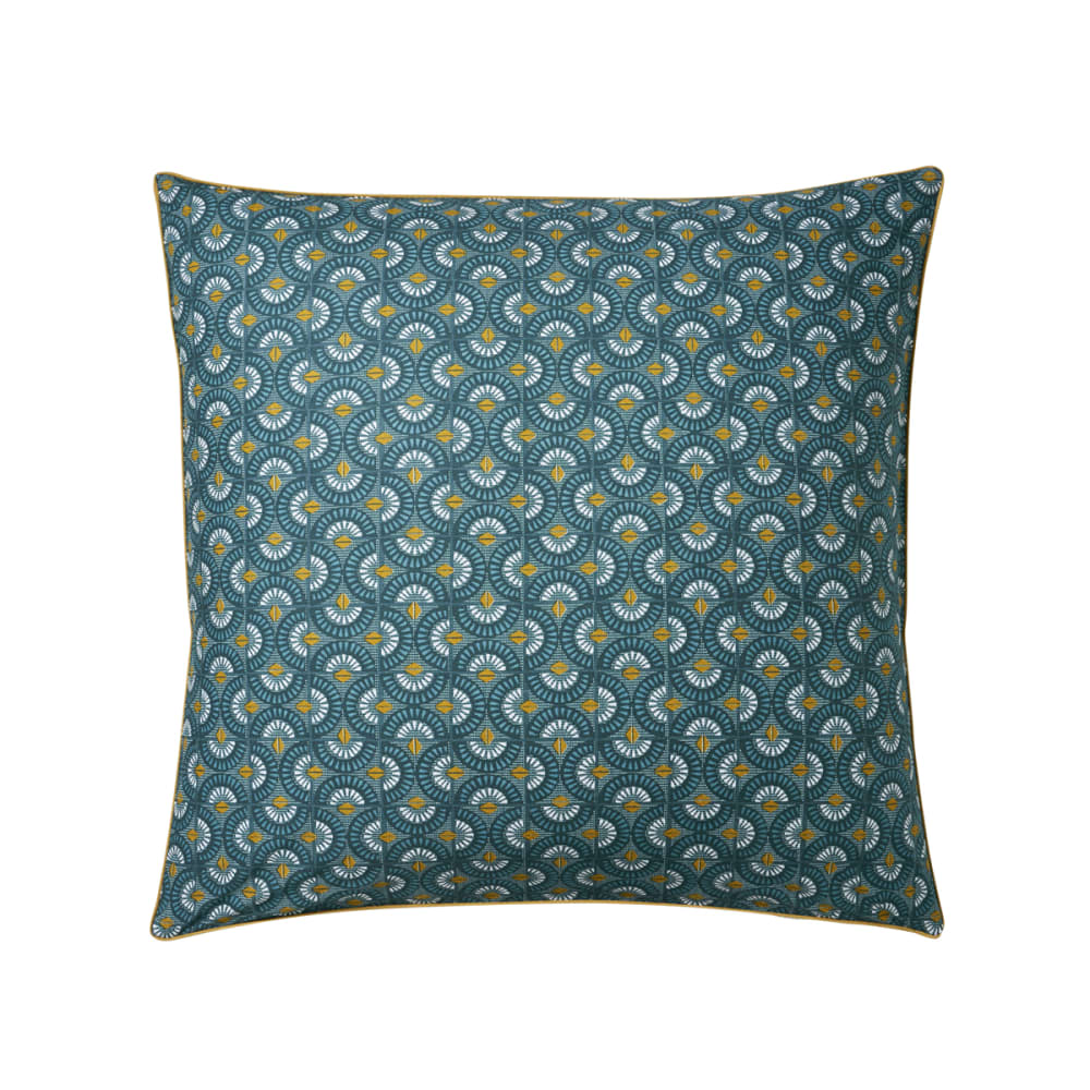 Taie d'oreiller imprimée en percale de coton émeraude 65x65