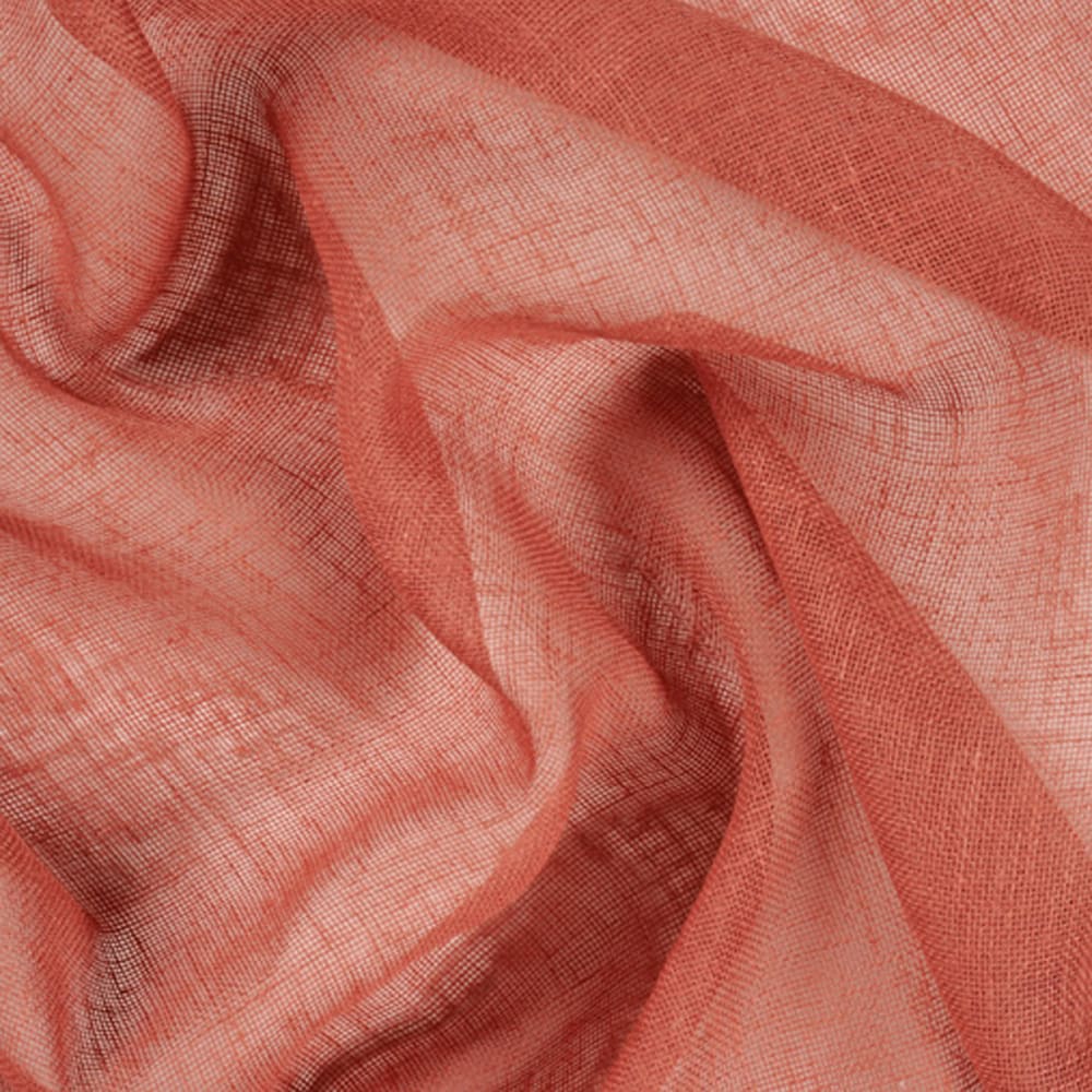 Paire de petits voilages unis et tamisants en poly/lin poly-lin orange - Maisons du Monde