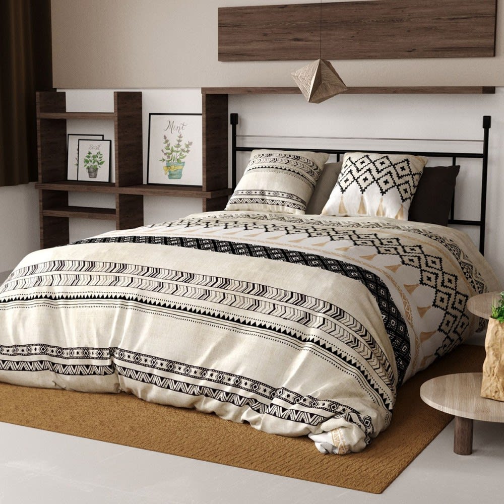 Parure de couette 100% coton 57 fils imprimée 260x240cm 2 taies