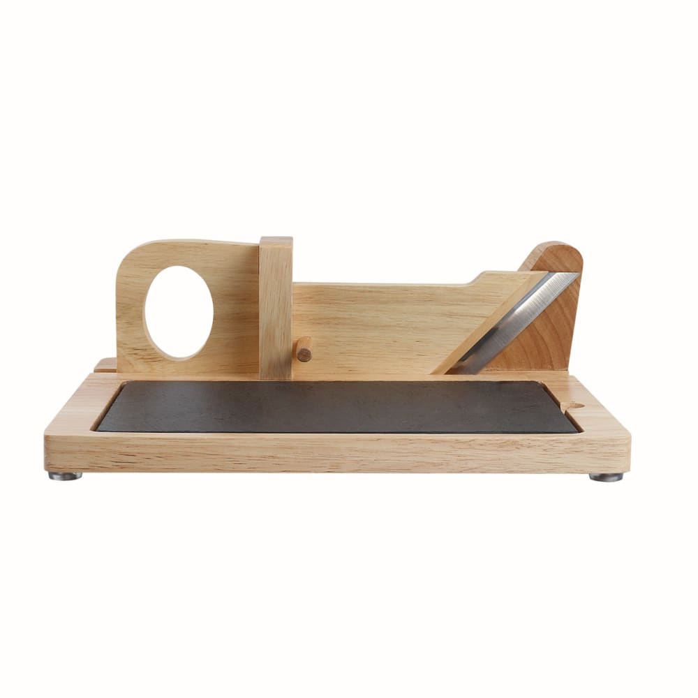 Guillotine saucisson avec plateau en bois beige Guillotine saucisson avec plateau en bois beige