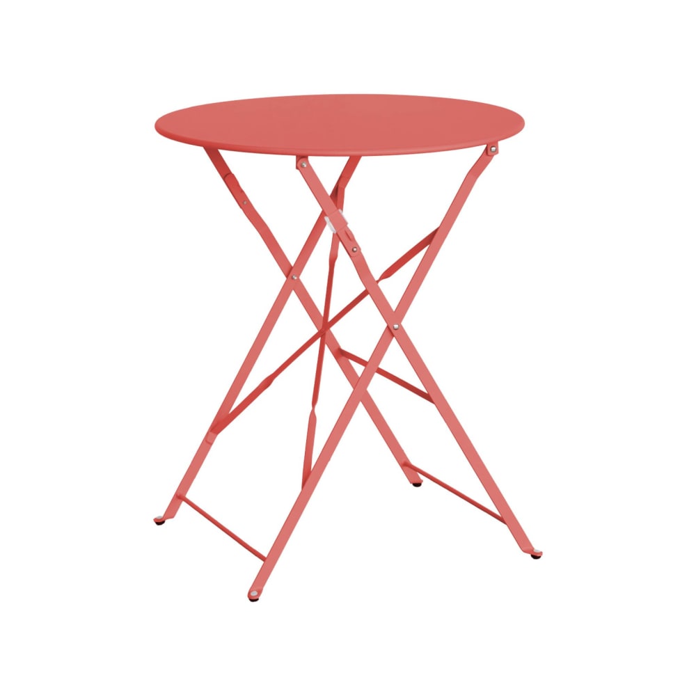 SWEEEK Table de jardin bistrot pliable - Emilia terra cotta - Table ronde &Oslash;60cm en acier thermolaqu&eacute;