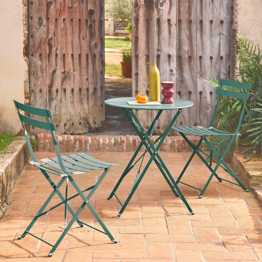 Mueble de jardín plegable azul pato redonda mesa 60cm con 2 sillas