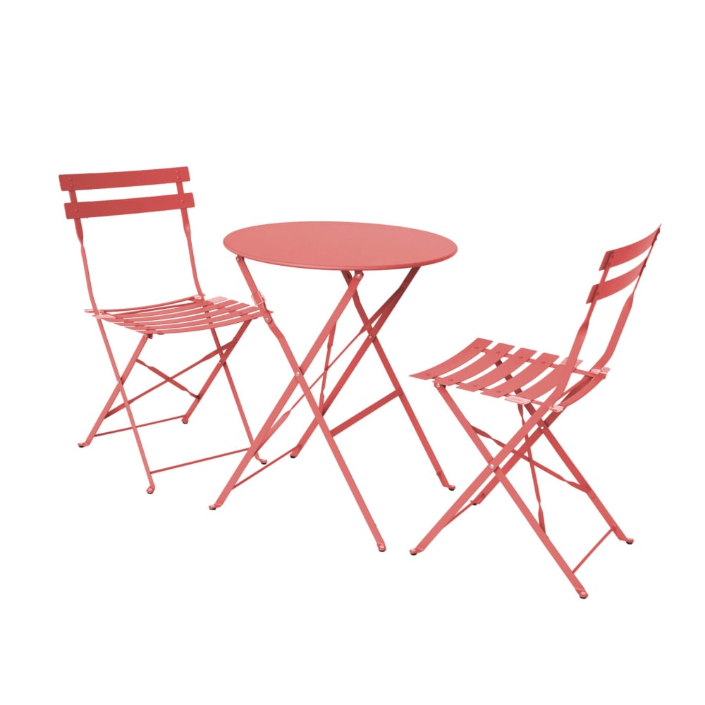 Ensemble bistrot rond pliable terracotta D60cm