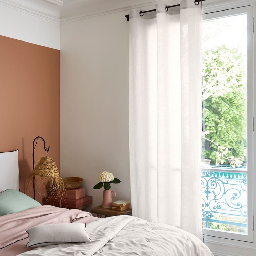 Rideau en lin beige 200x280 cm