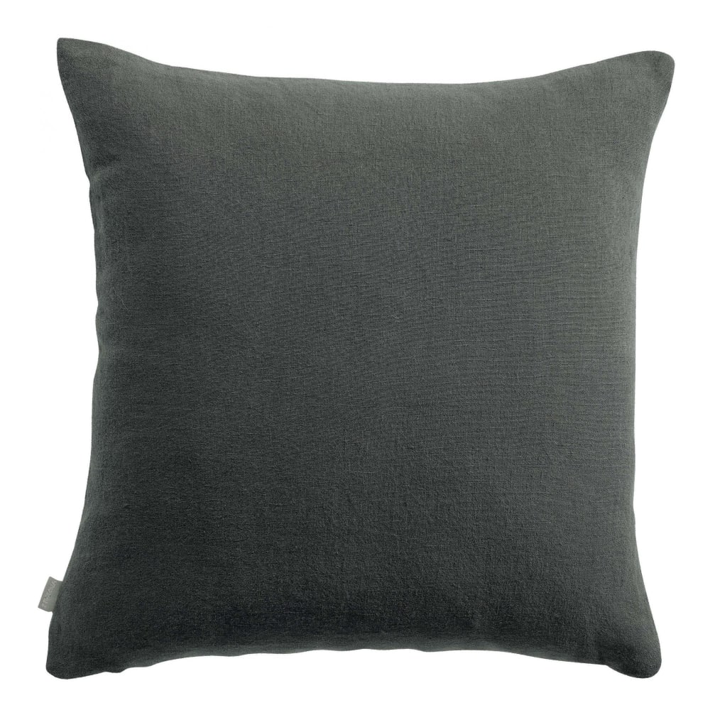 Vivaraise Coussin uni en coton tonnerre 45 x 45 cm Gris