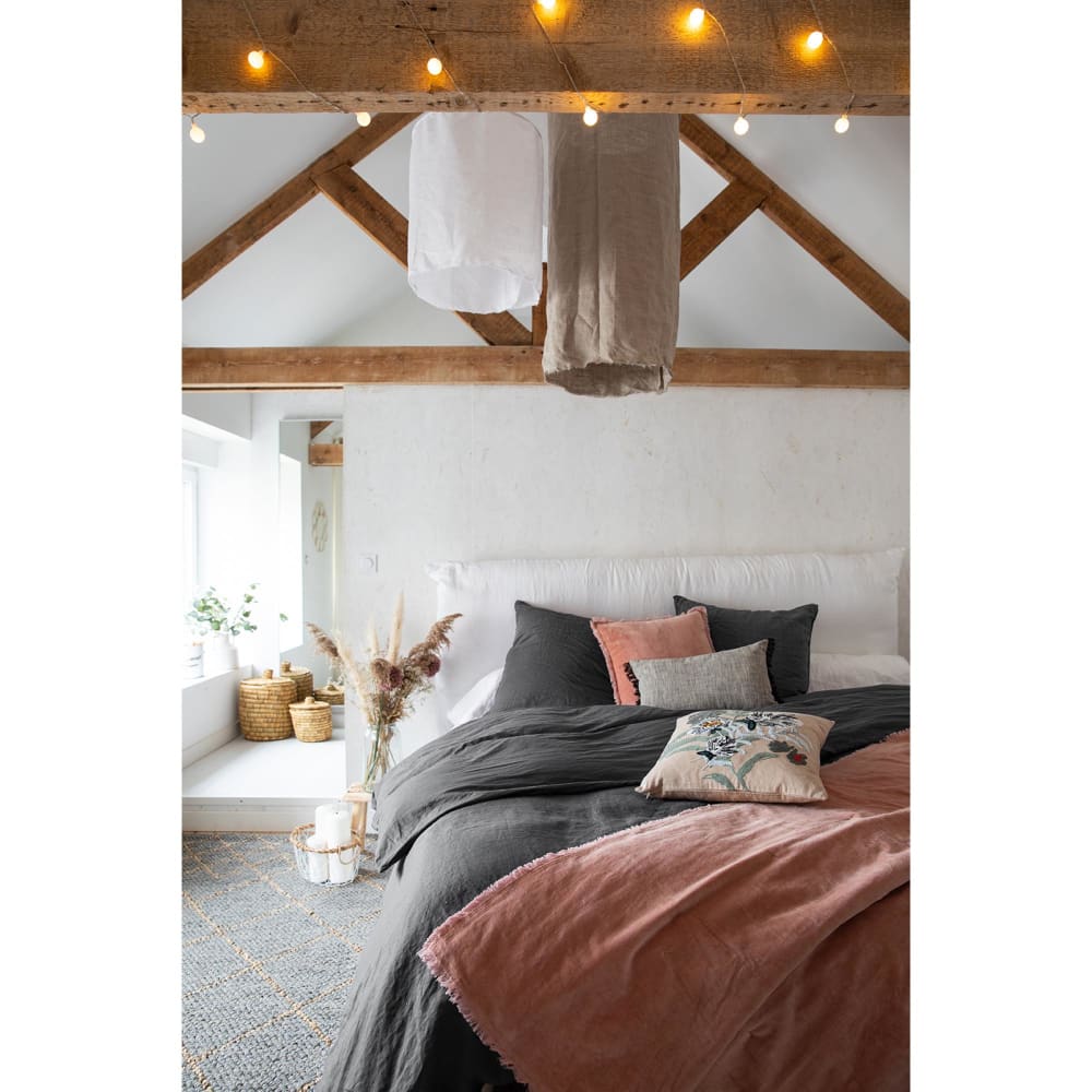 Coussin uni en coton tonnerre 45 x 45 cm - Maisons du Monde