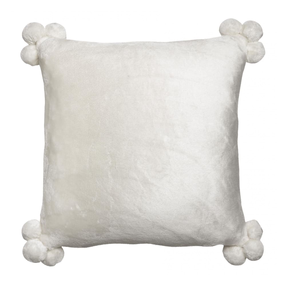 Vivaraise Coussin tender pompons en polyester neige 45 x 45 cm Blanc Pes - Polyester