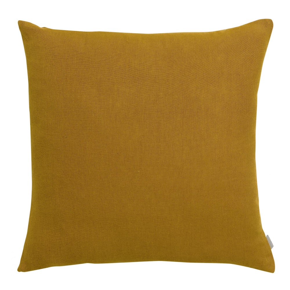 Vivaraise Coussin uni en lin bronze 45 x 45 cm Jaune