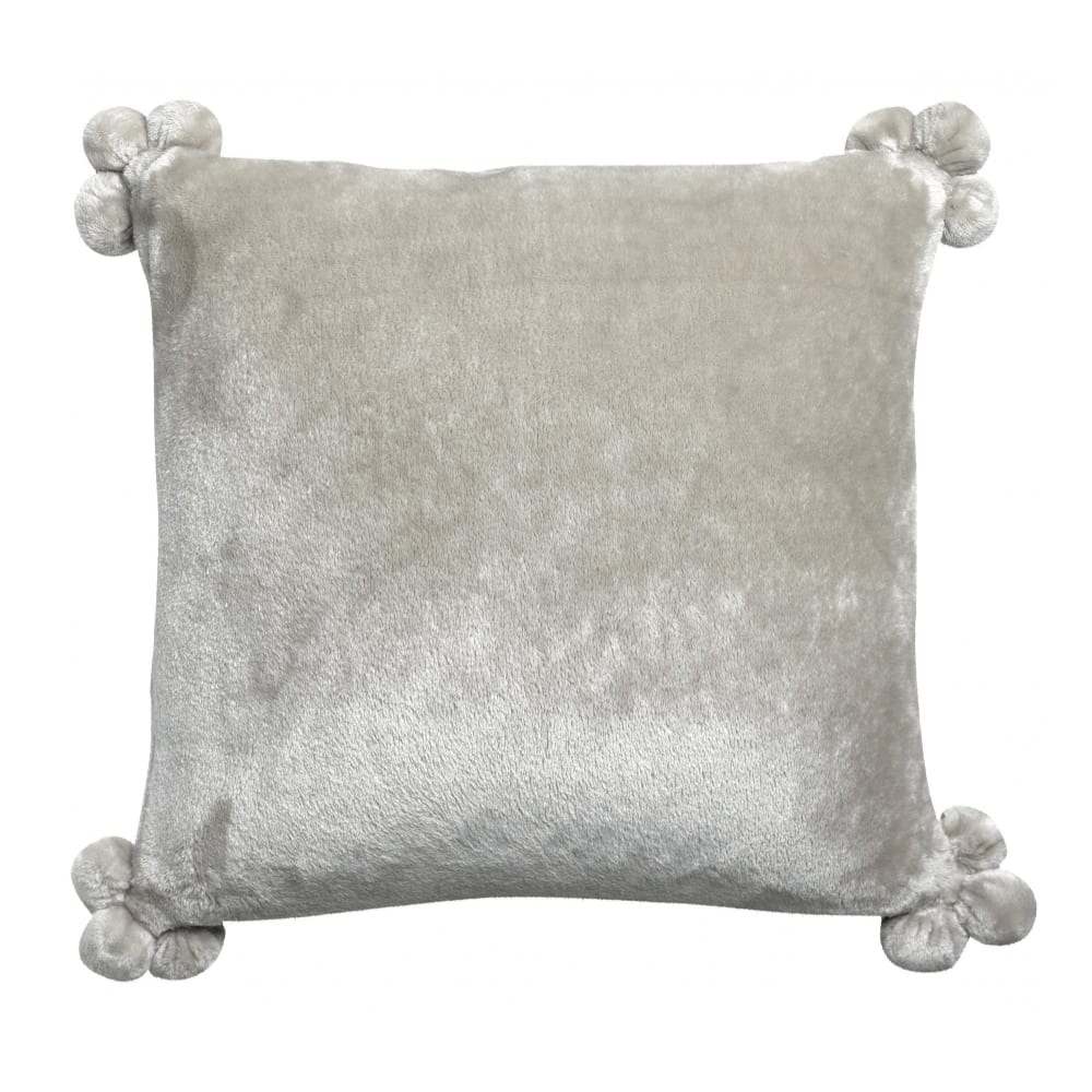Coussin tender pompons en polyester perle 45 x 45 cm