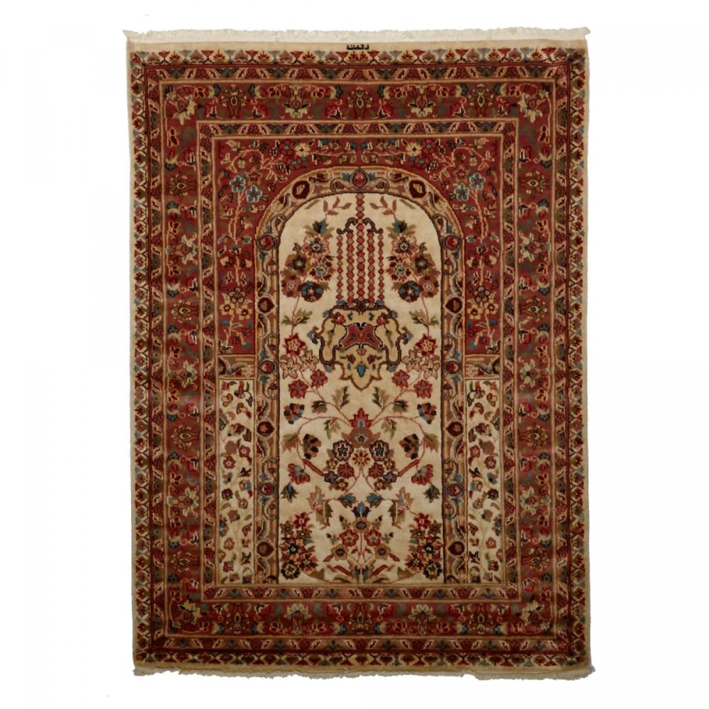 Un amour de tapis Tapis d'orient fait main jihangir 73 1a2t beige 125x130 en soie style inspirations d'ailleurs
