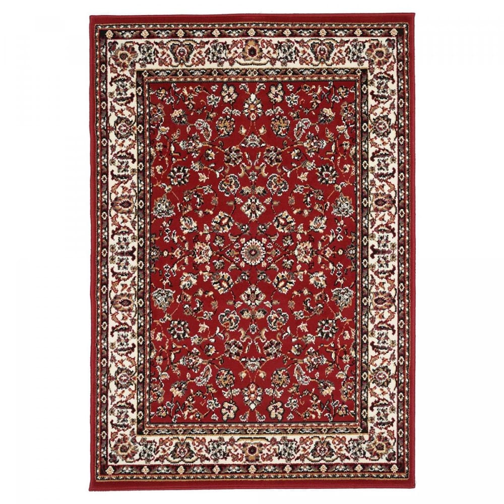 Tapis oriental motif ethnique, idéal pour une cuisine, rouge 80x150