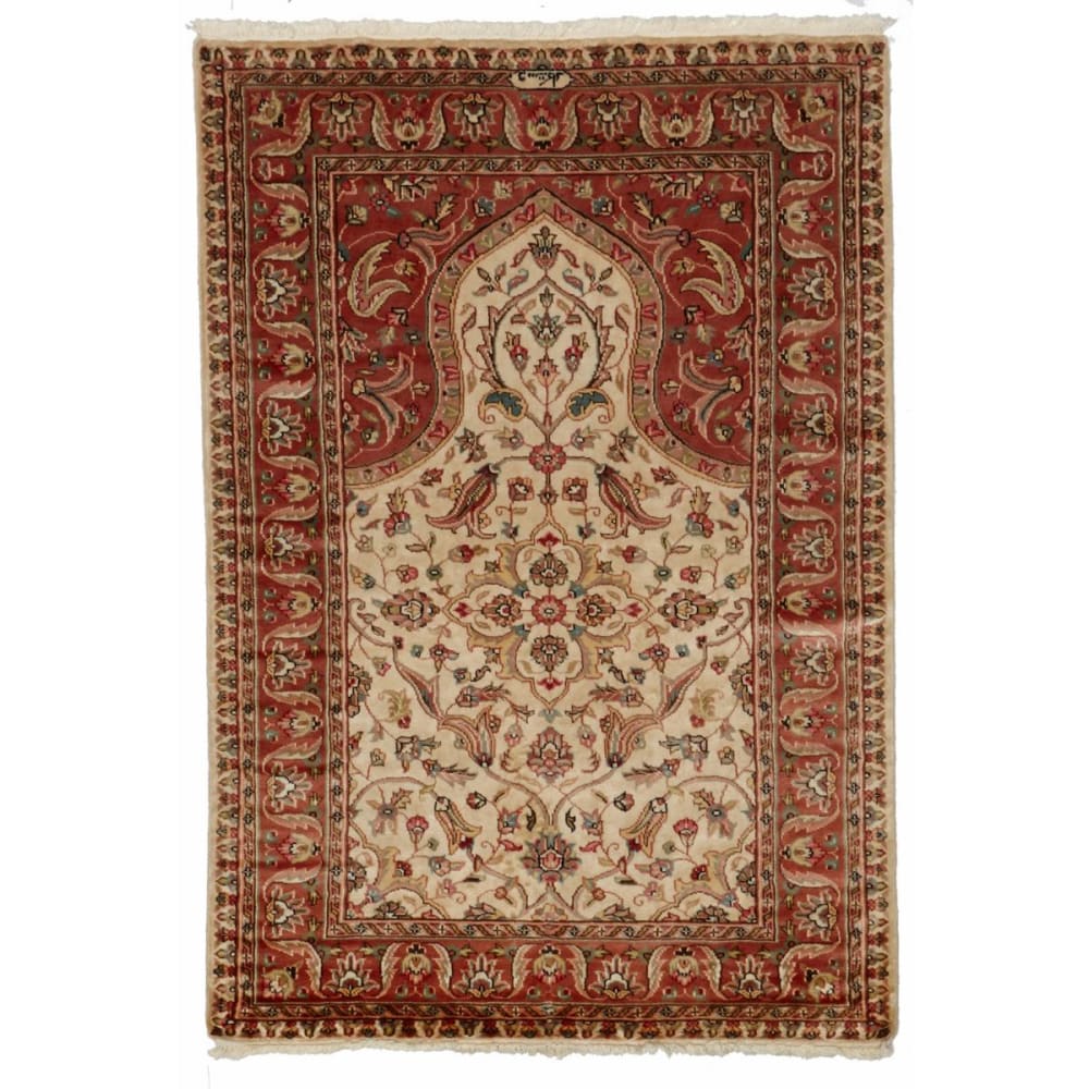 Un amour de tapis Tapis d'orient 125x180 soie beige style inspirations d'ailleurs