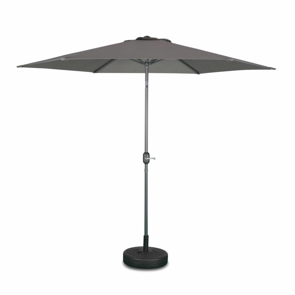 Parasol droit rond ⌀300cm gris, mât central aluminium