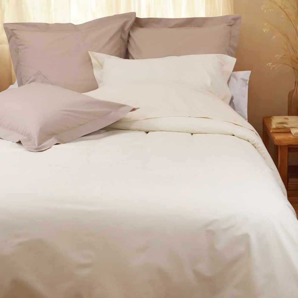 Lot de 2 taies d'oreillers en percale de coton beige foncé 65x65 cm - Maisons du Monde