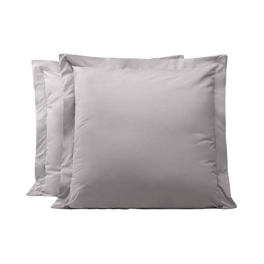 Lot de 2 taies d'oreillers en percale de coton gris clair 65x65 cm