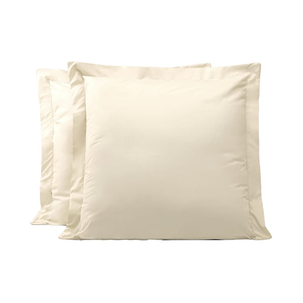 Lot de 2 taies d'oreillers en percale de coton ivoire 65x65 cm