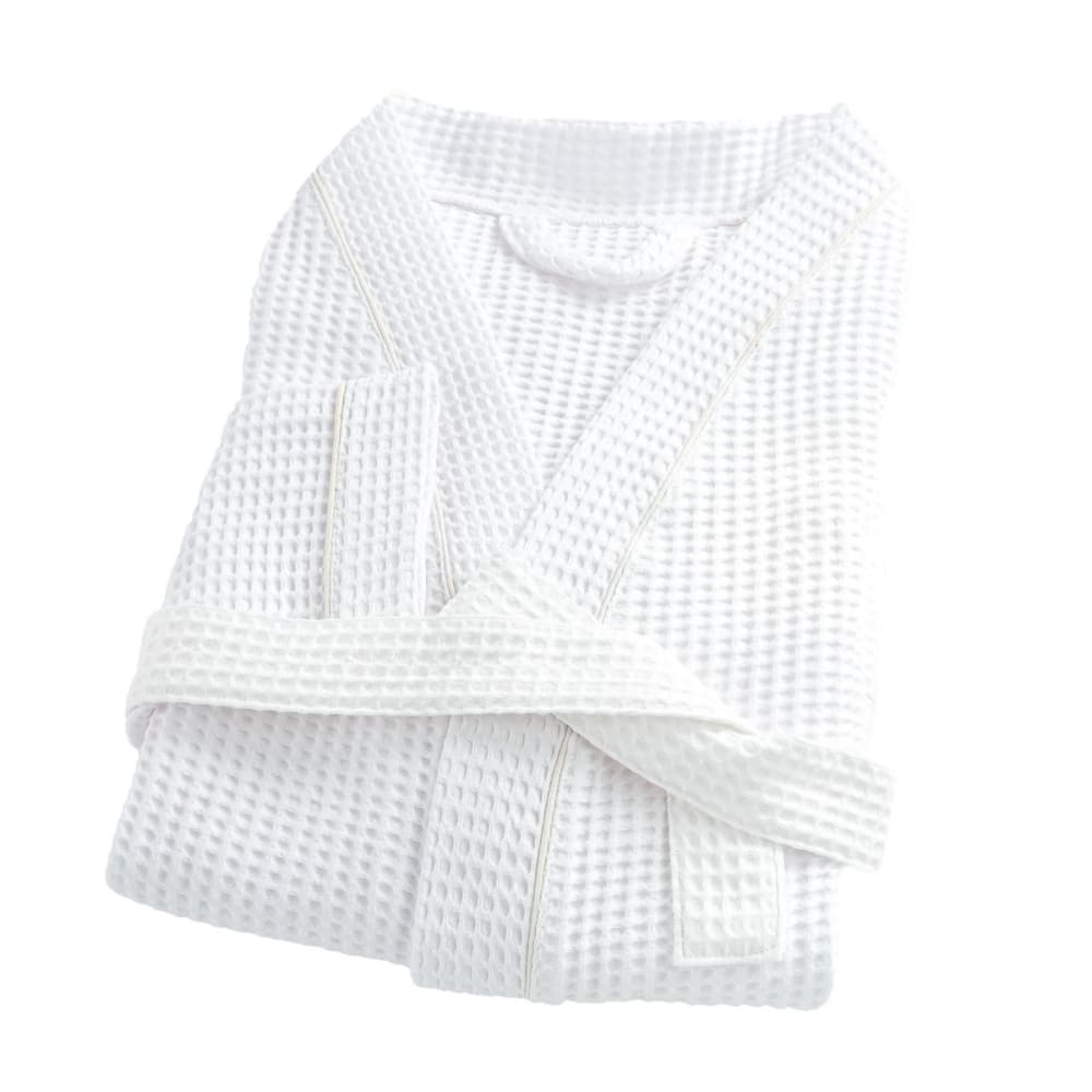 Peignoir nid d'abeille en coton blanc m