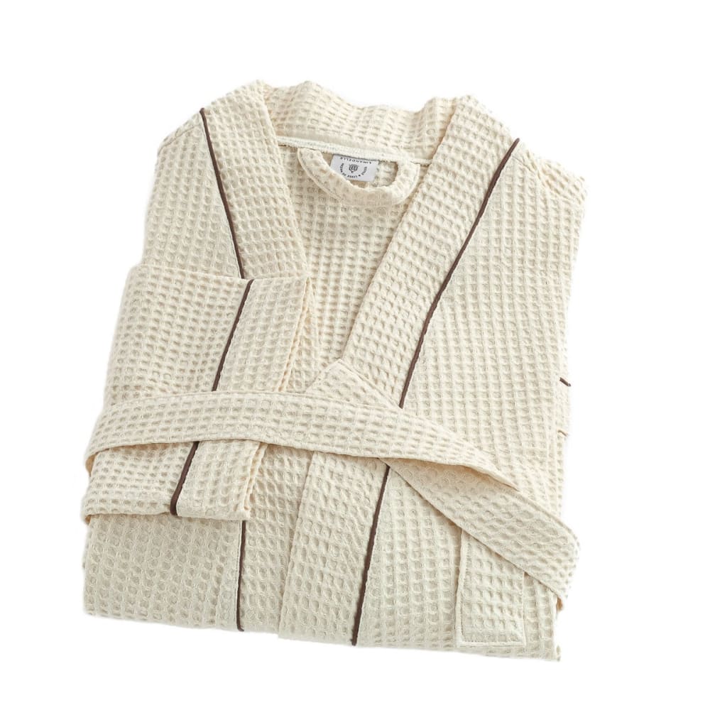 Peignoir nid d'abeille en coton beige m