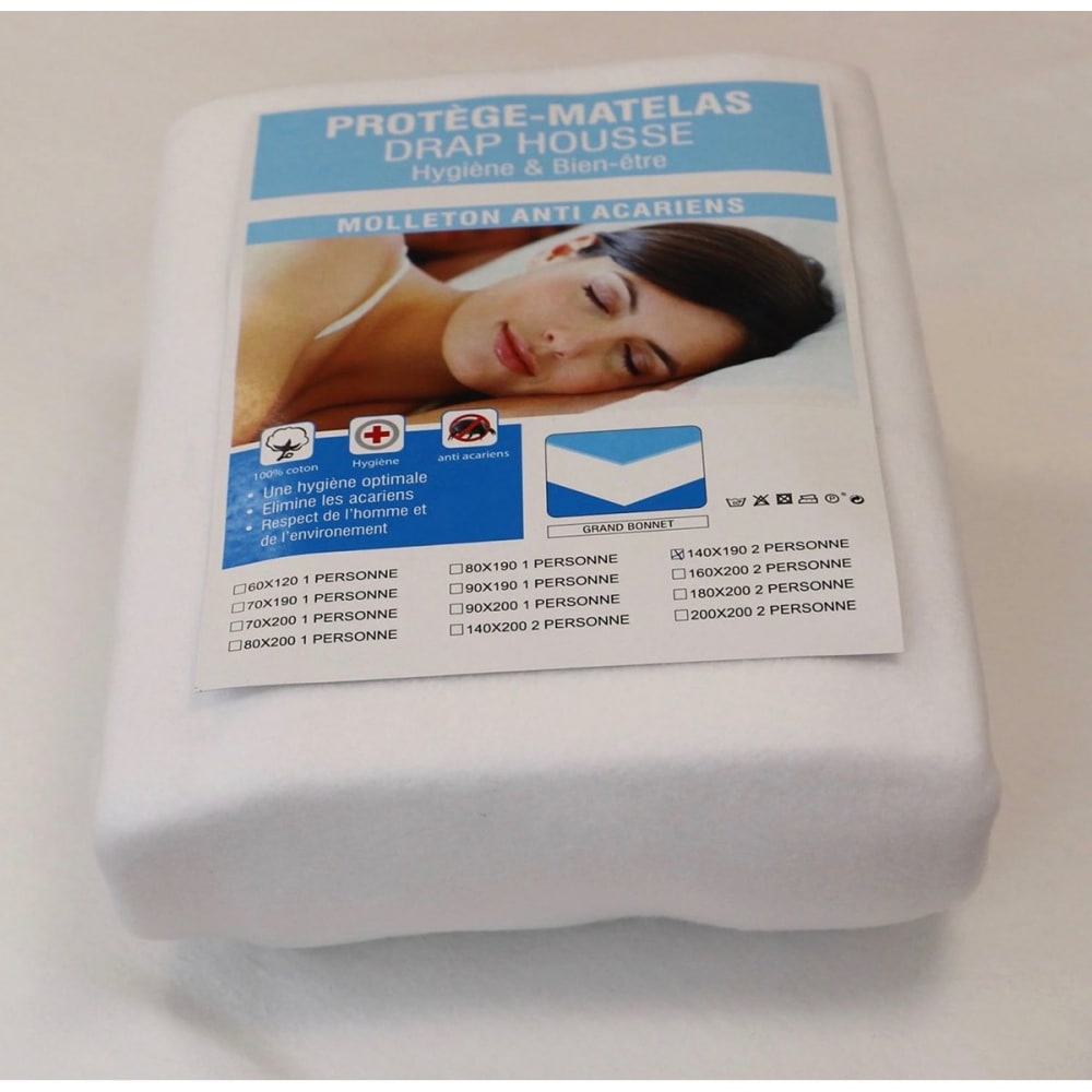 Alèse protège matelas molleton en coton blanc 90x200 cm — vue 4