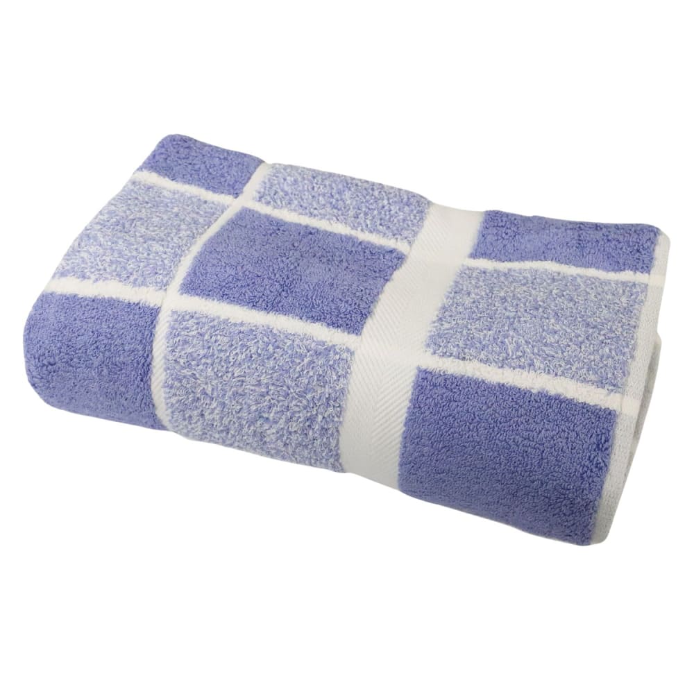 Drap de douche coton bouclette éponge à carreaux celeste