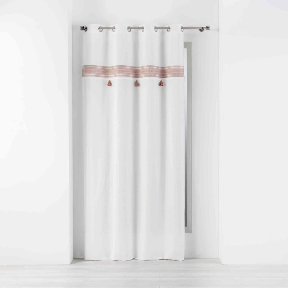 Douceur d'Intérieur Vorhang aus Baumwolle, 140 x 240 cm, rosa style modern Weiß Baumwolle