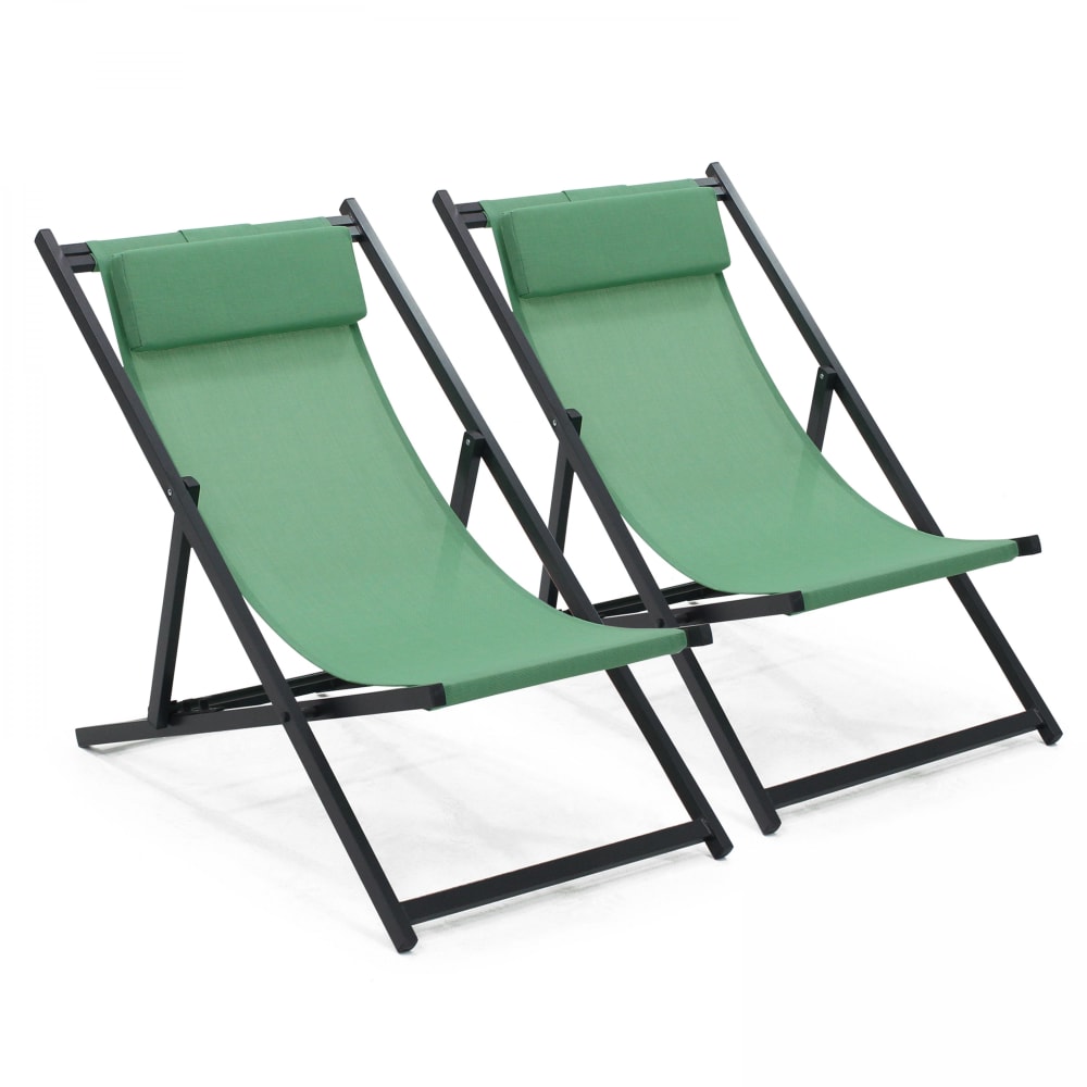Lot de 2 transats en aluminium vert