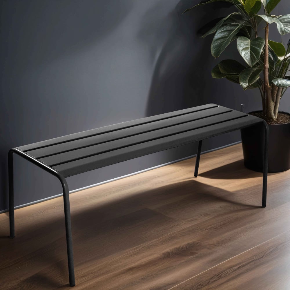 Banquette en métal gris 3 places