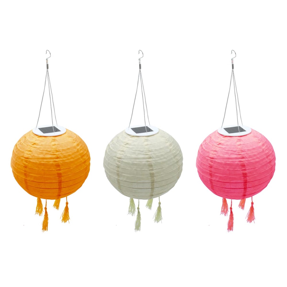 Lot de 3 lampions solaires nylon multicolore d20cm