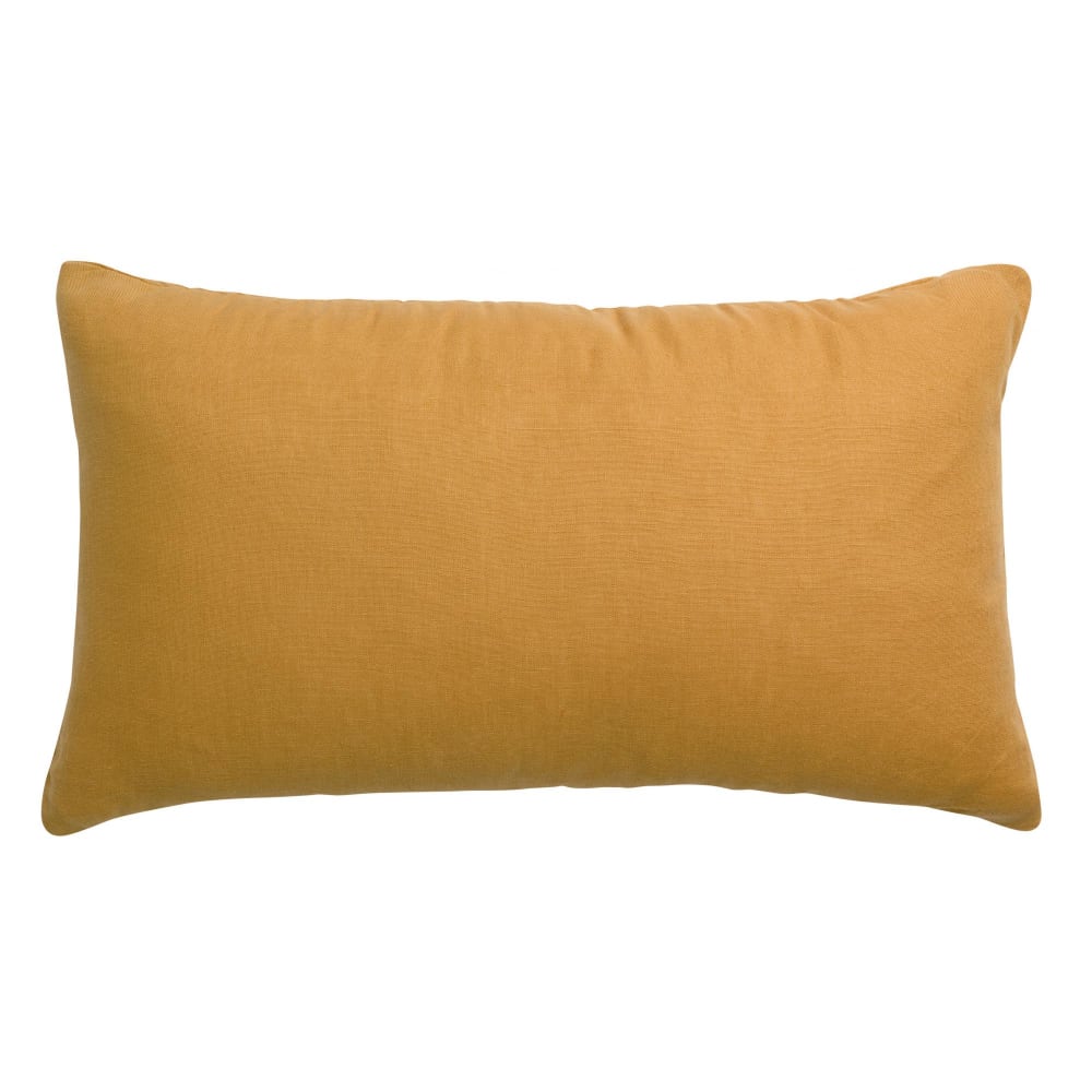 Coussin uni en lin ocre 30 x 50 cm