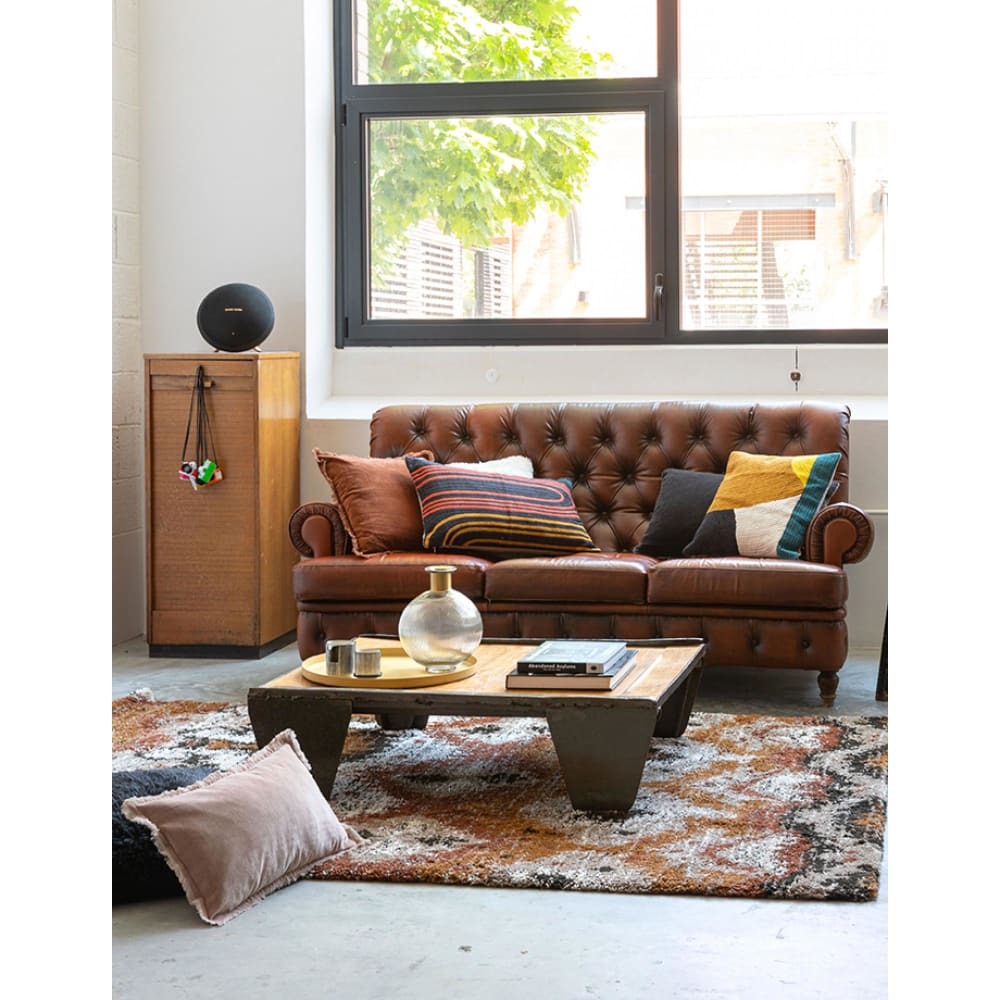 Coussin uni  en coton caramel 45 x 45 cm