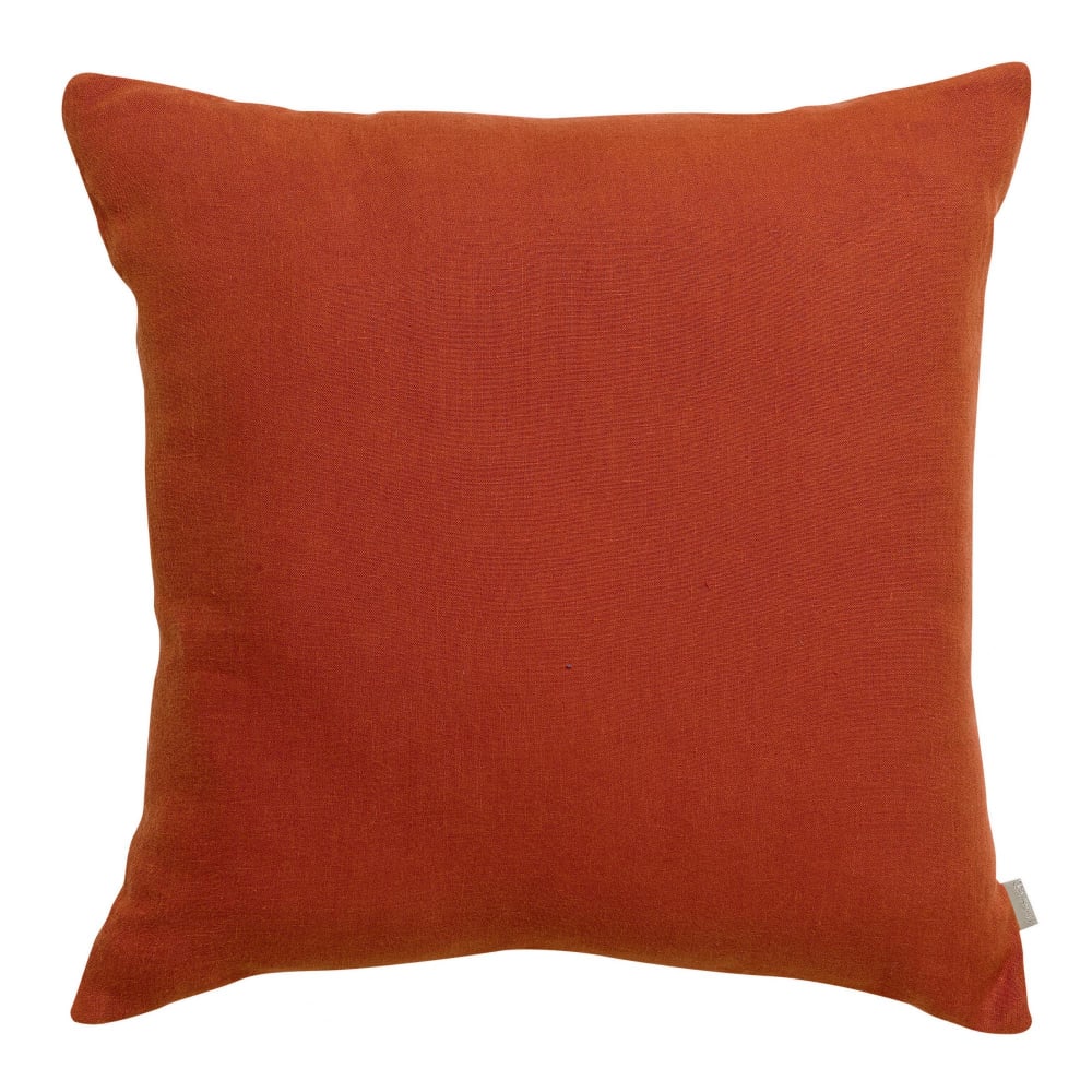 Vivaraise Coussin uni en lin rooibos 45 x 45 cm Orange
