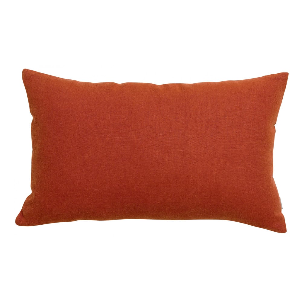 Coussin uni en lin rooibos 30 x 50 cm
