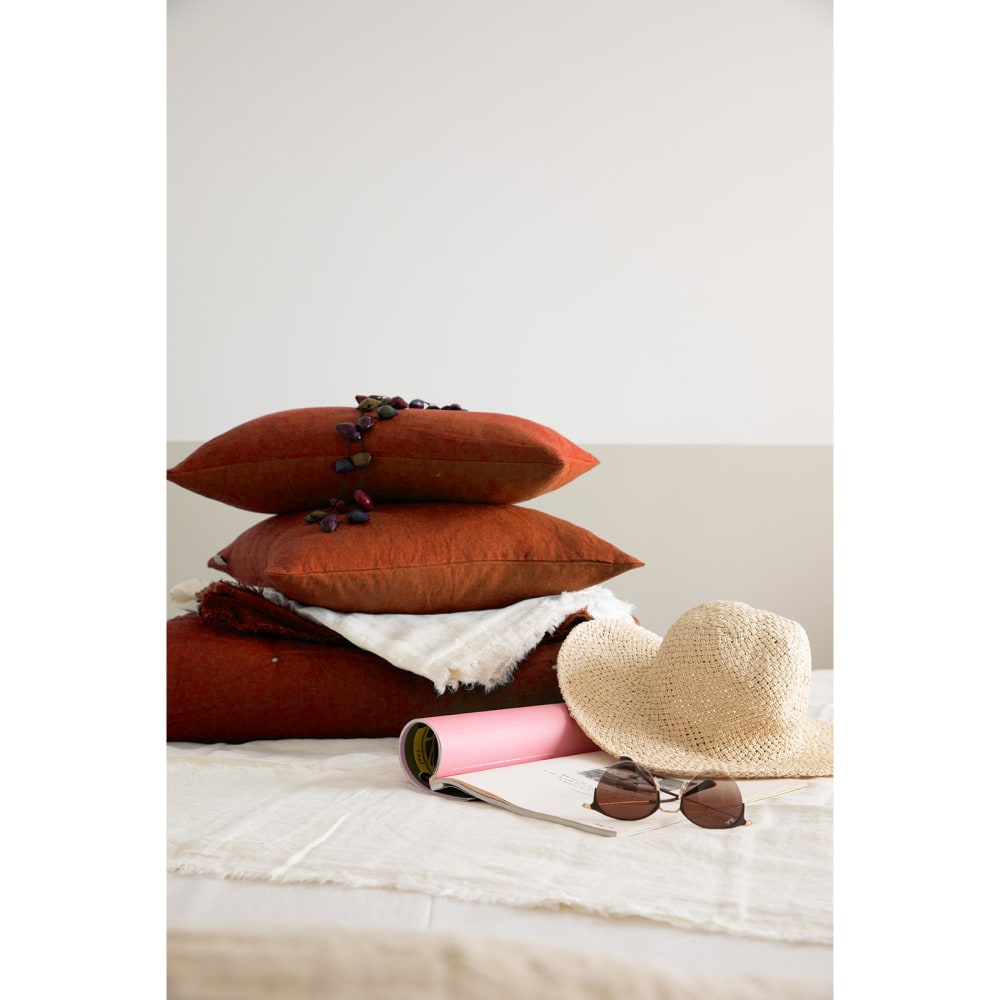 Coussin uni en lin rooibos 30 x 50 cm — vue 4