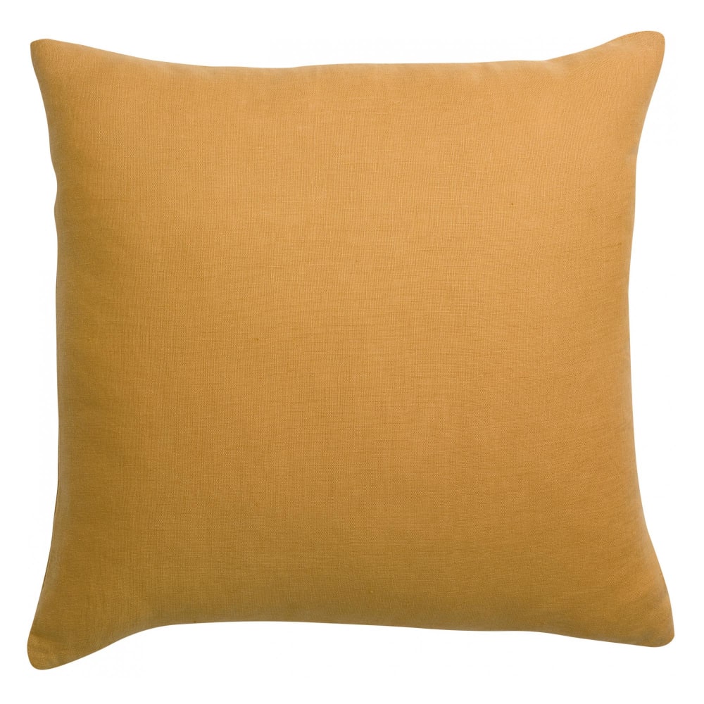Coussin uni  en lin ocre 45 x 45 cm