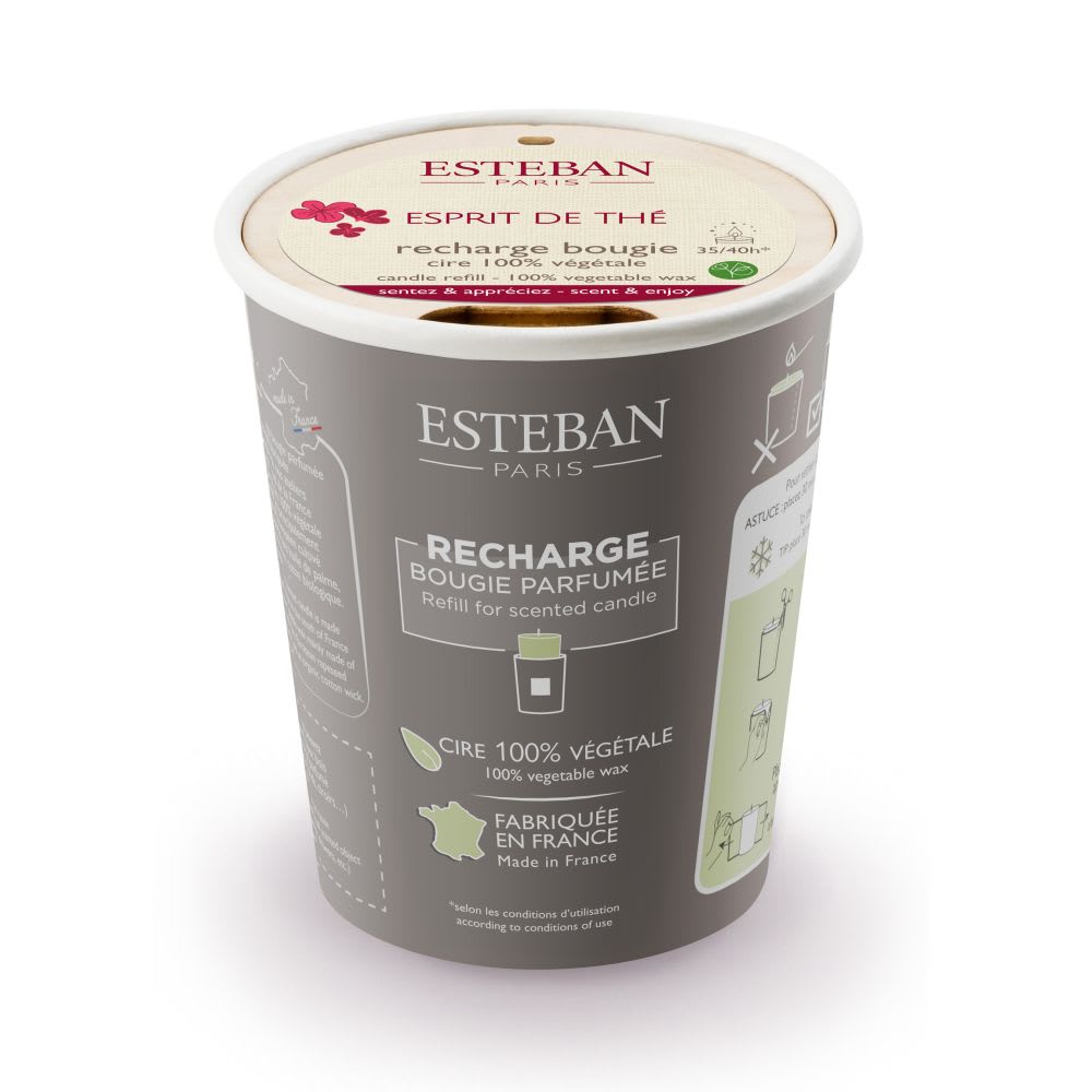 Esteban Paris Parfums Recharge pour bougie parfumée 180g style classique chic Blanc Cire