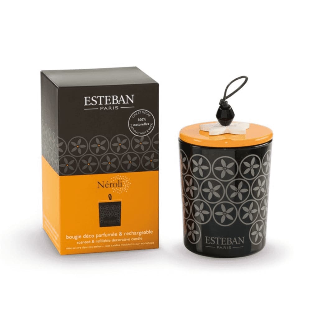 Esteban Paris Parfums Bougie déco parfumée rechargeable style classique chic Noir Verre