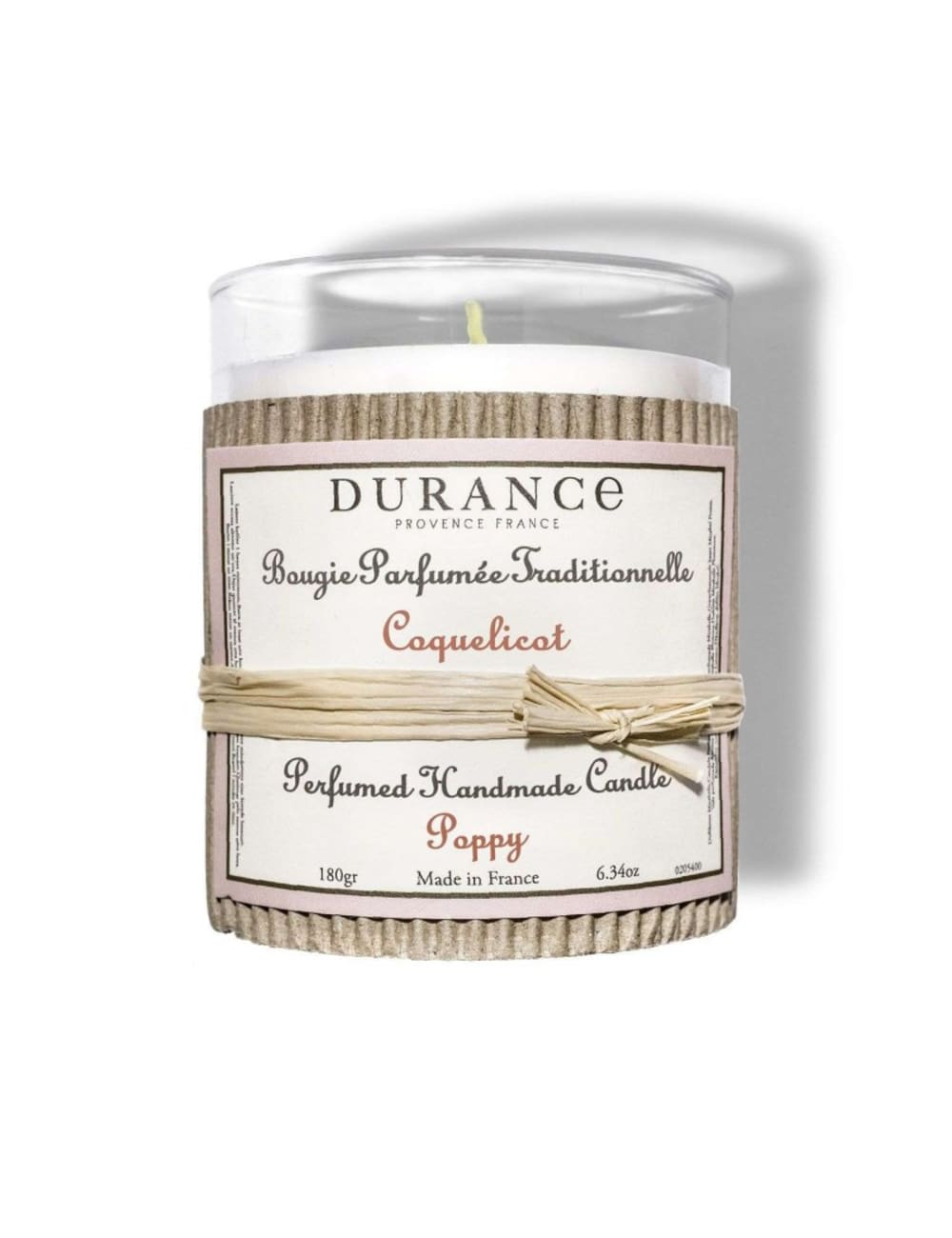 Durance Bougie parfumée traditionnelle coquelicot Transparent Cire