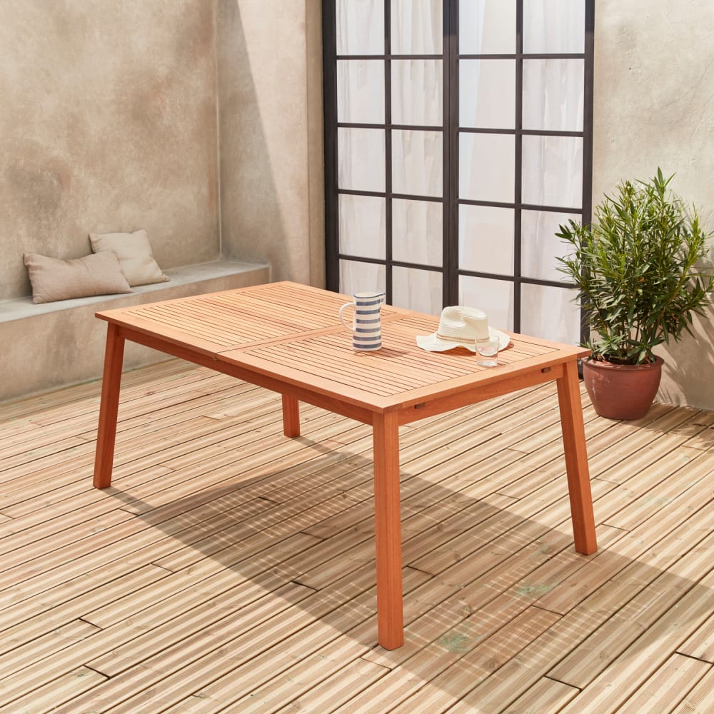 Mesa de jardín de madera extensible, 8-10 plazas, madera