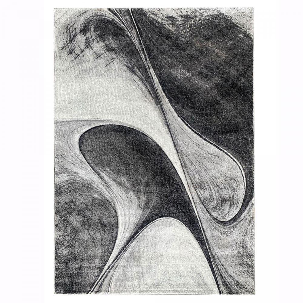 Tapis salon tissé motif géométrique doux et soyeux, gris 160x230