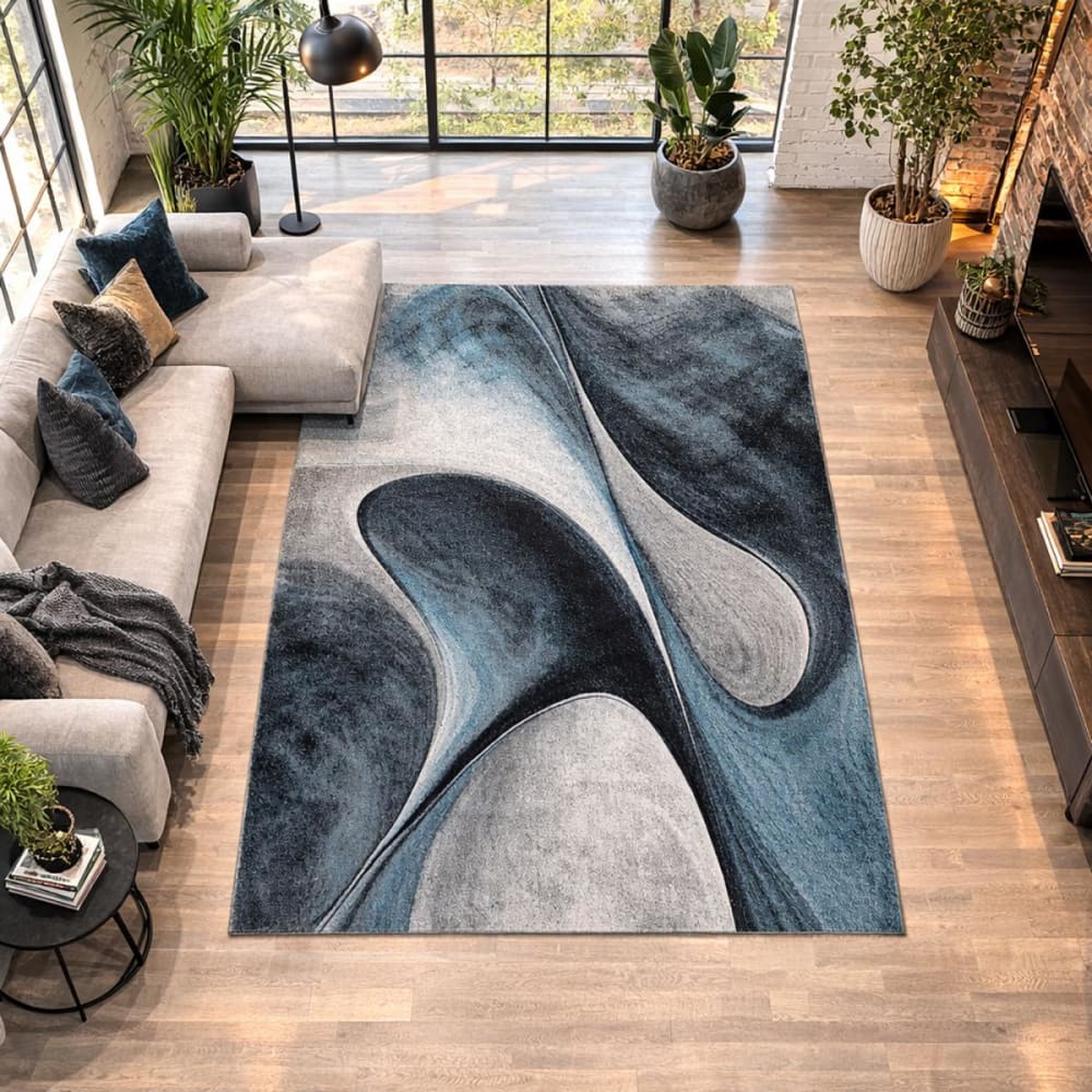 Un amour de tapis Großer Wohnzimmerteppich, weich und seidig, 240x340 blau style modern Öko-Tex Zertifikat - Pes - Polyester