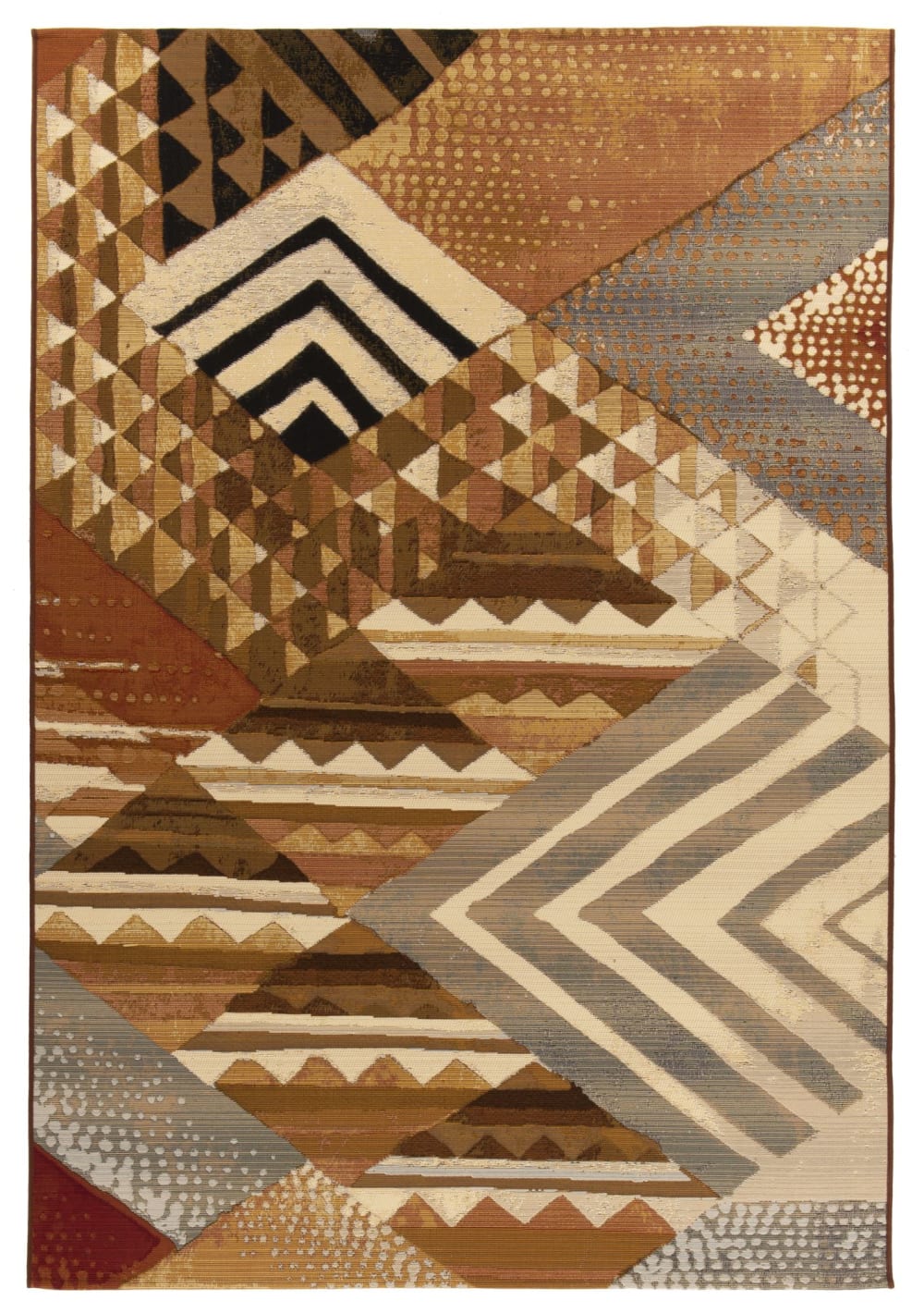 Tapis d'extérieur tissé plat - Marron multicolore 80x165 cm